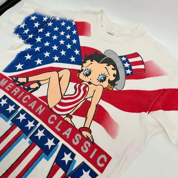 VTG 90s 1995 Men's Betty Boop USA 'American Classic' Single Stitch T Shirt 2XL